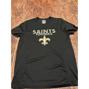 NFL Team Apparel Mens Black Size L New Orleans Saints T-Shirt Fleur-de-lis Logo